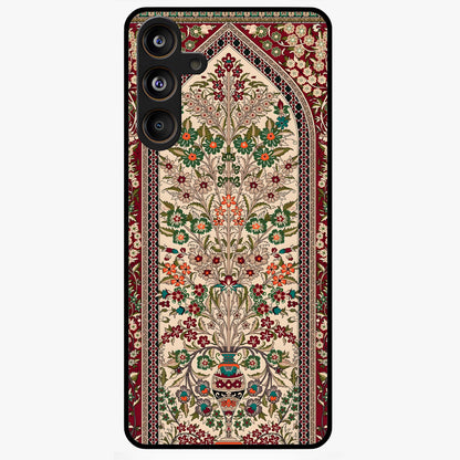 Persian Inspired Glass Case showing flat back view with ornate Persian style pattern artwork and glossy glass finish.