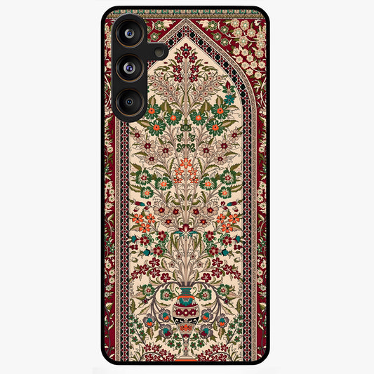 Persian Inspired Glass Case showing flat back view with ornate Persian style pattern artwork and glossy glass finish.