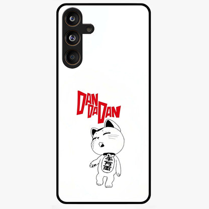 Playful Spirit Charm Glass Case showing flat back view with cheerful charm themed artwork and glossy glass finish.