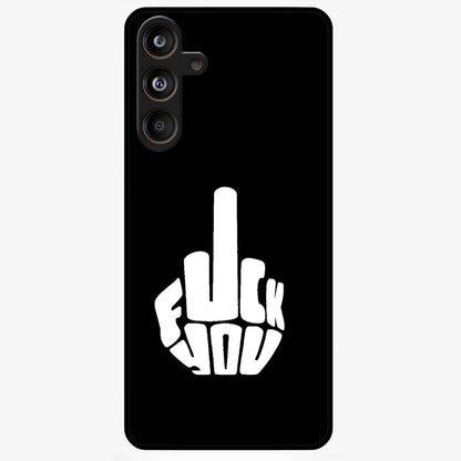 Rebel Mode On Glass Case showing flat back view with bold rebellious typography artwork and glossy glass finish.