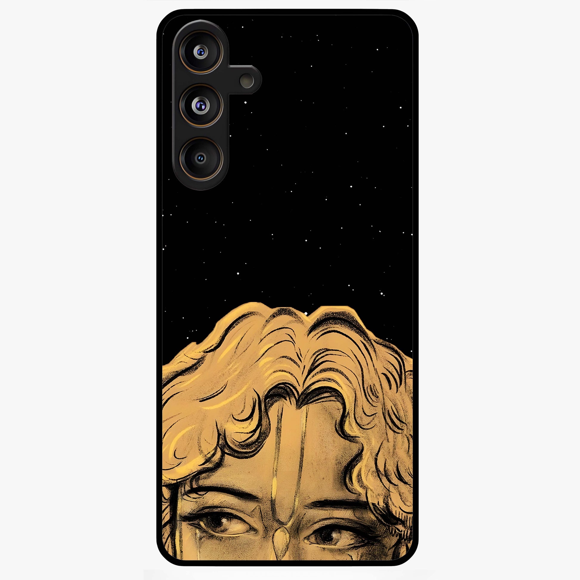 Shri Krishna Art Glass Case showing flat back view with devotional Krishna artwork and glossy glass finish.