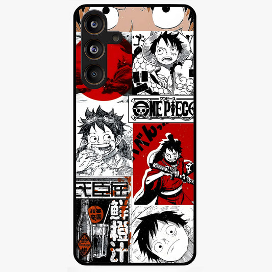 Strawhat Chaos Panels Glass Case showing flat back view with anime inspired chaos panel artwork and glossy glass finish.