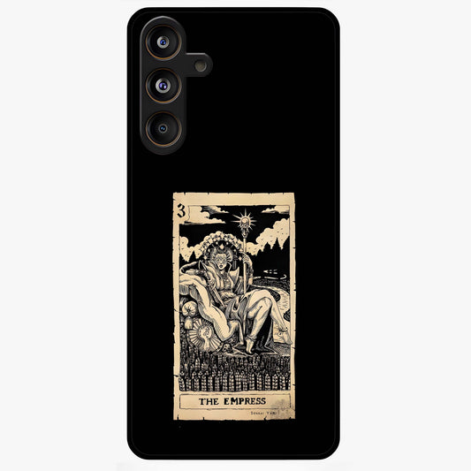 The Empress Glass Case showing flat back view with regal feminine artwork and glossy glass finish.
