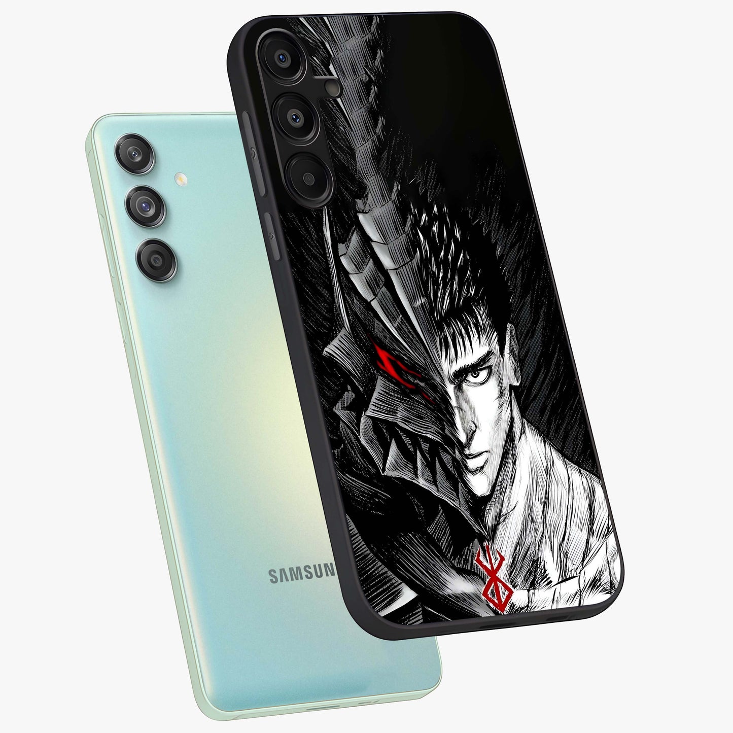 Berserker Blood Oath Glass Case displayed in angled mockup highlighting dark fantasy graphic design and powerful theme.