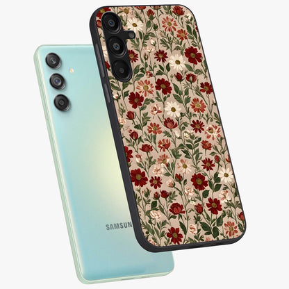 Biege Flower With Leaf Glass Case displayed in angled mockup highlighting minimal floral leaf design and elegant aesthetic.