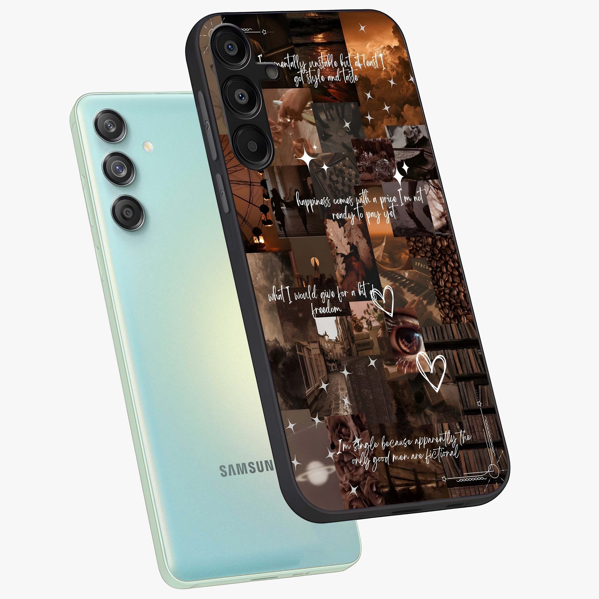 Bittersweet Aesthetic Chaos Glass Case displayed in angled mockup highlighting expressive abstract artwork and edgy aesthetic theme.