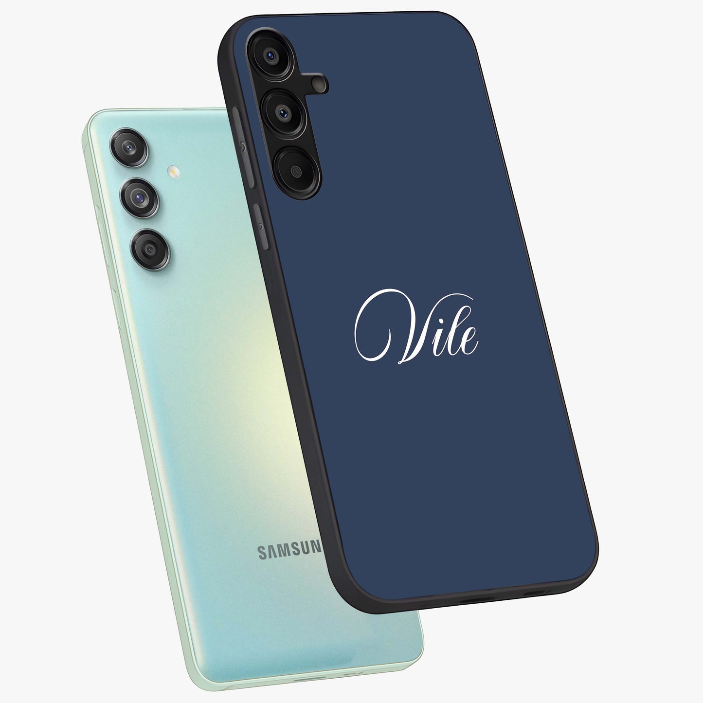 Blue Vintage Floral Pattern Glass Case showing flat back view with elegant vintage floral artwork and glossy glass finish.