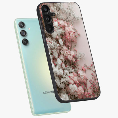 Blush Blossom Cloud Glass Case displayed in angled mockup highlighting soft cloud and blossom design with pastel aesthetic.