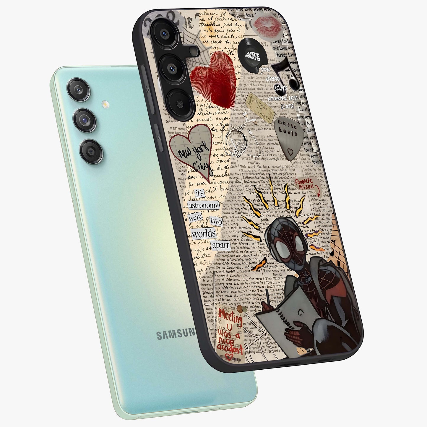 City Dream Sketch Glass Case displayed in angled mockup highlighting minimal city illustration with aesthetic sketch style.