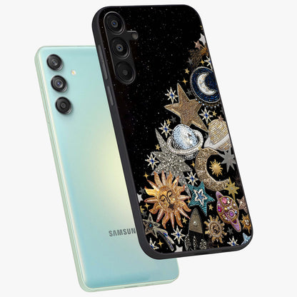 Cosmic Sparkle Dreams Glass Case displayed in angled mockup highlighting dreamy star sparkle design with celestial aesthetic.