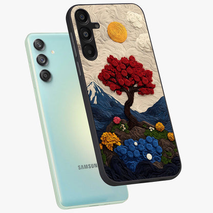 Eternal Nature Tapestry Glass Case displayed in angled mockup highlighting detailed botanical pattern with artistic aesthetic.