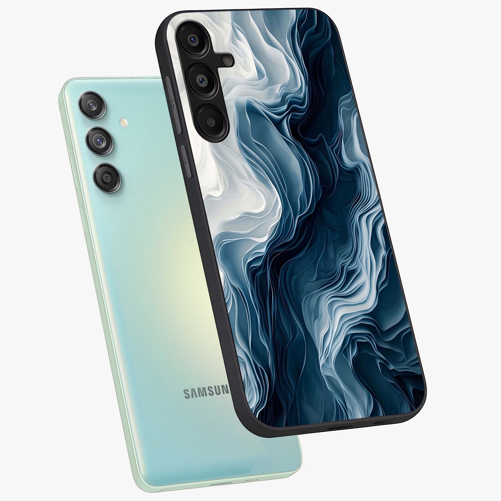 Ethereal Paper Marble Glass Case displayed in angled mockup highlighting elegant marble pattern with modern aesthetic style.