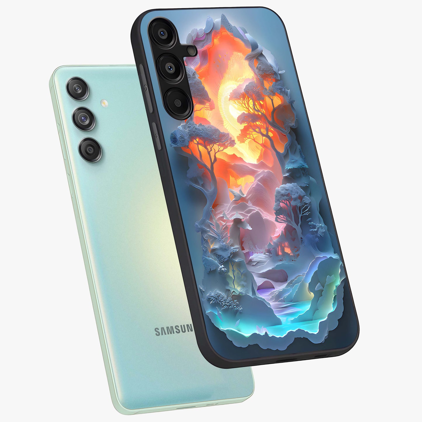 Glow Forest Portal Glass Case displayed in angled mockup highlighting mystical forest design with magical glowing aesthetic.