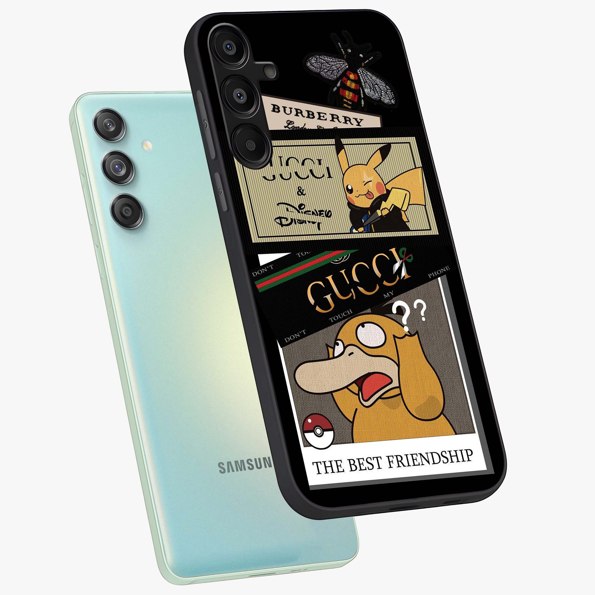 Gucci Play Mashup Glass Case displayed in angled mockup highlighting stylish fashion mashup design with bold aesthetic.
