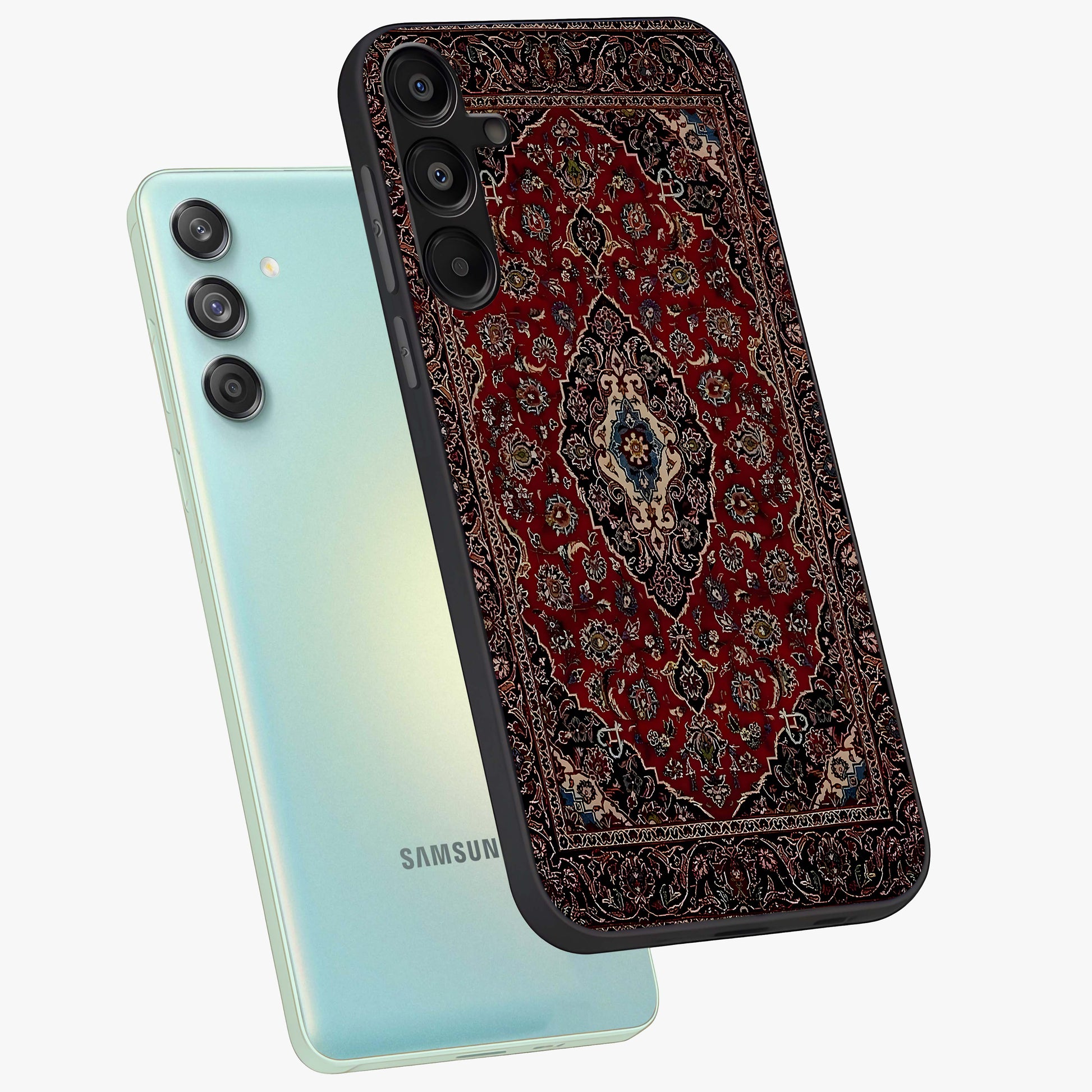 Heritage Carpet Royale Glass Case displayed in angled mockup highlighting intricate royal carpet design with heritage aesthetic.