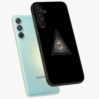 Illuminati Evil Glass Case displayed in angled mockup highlighting dark occult inspired design with bold aesthetic style.