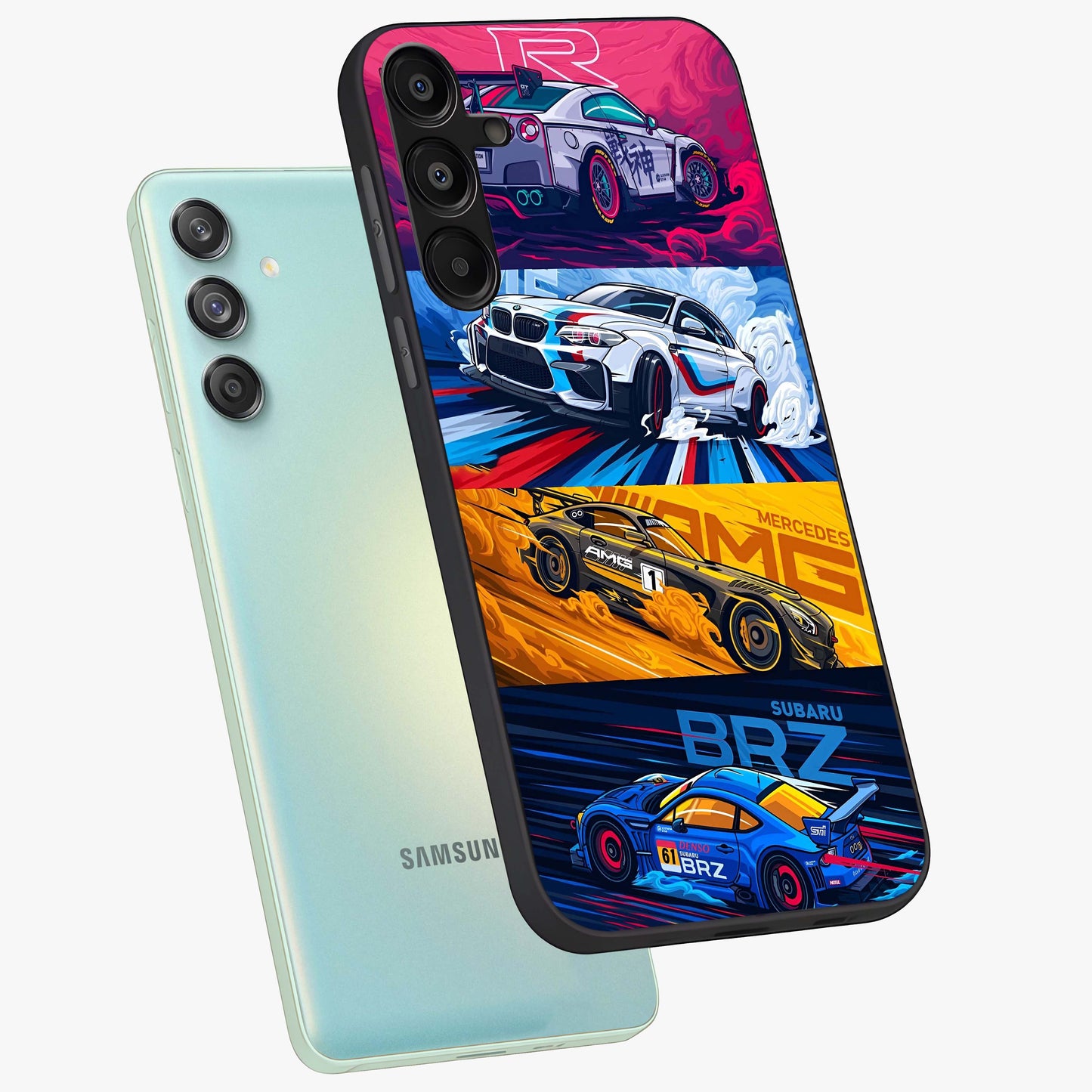 JDM Sports Car Glass Case displayed in angled mockup highlighting sleek Japanese racing car design with automotive aesthetic.