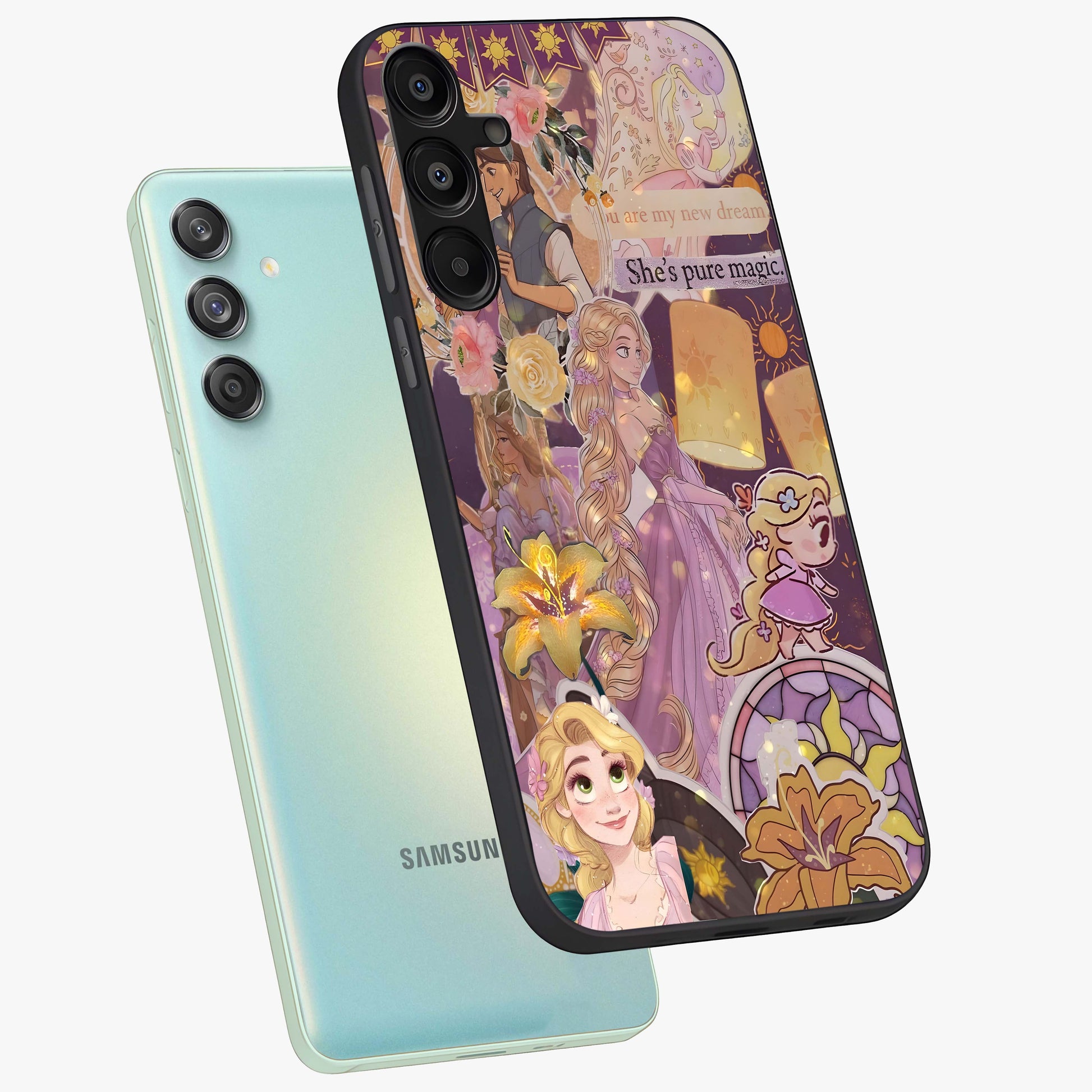 Magical Tangled Dream Glass Case displayed in angled mockup highlighting whimsical fantasy design with magical aesthetic.