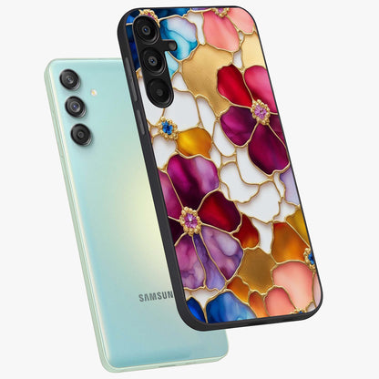 Marble Flower Pattern Glass Case displayed in angled mockup highlighting elegant marble floral design with modern aesthetic.