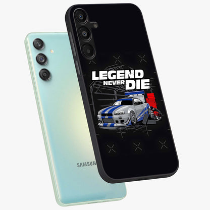 Midnight Racing Legacy Glass Case displayed in angled mockup highlighting dynamic automotive design with bold midnight aesthetic.