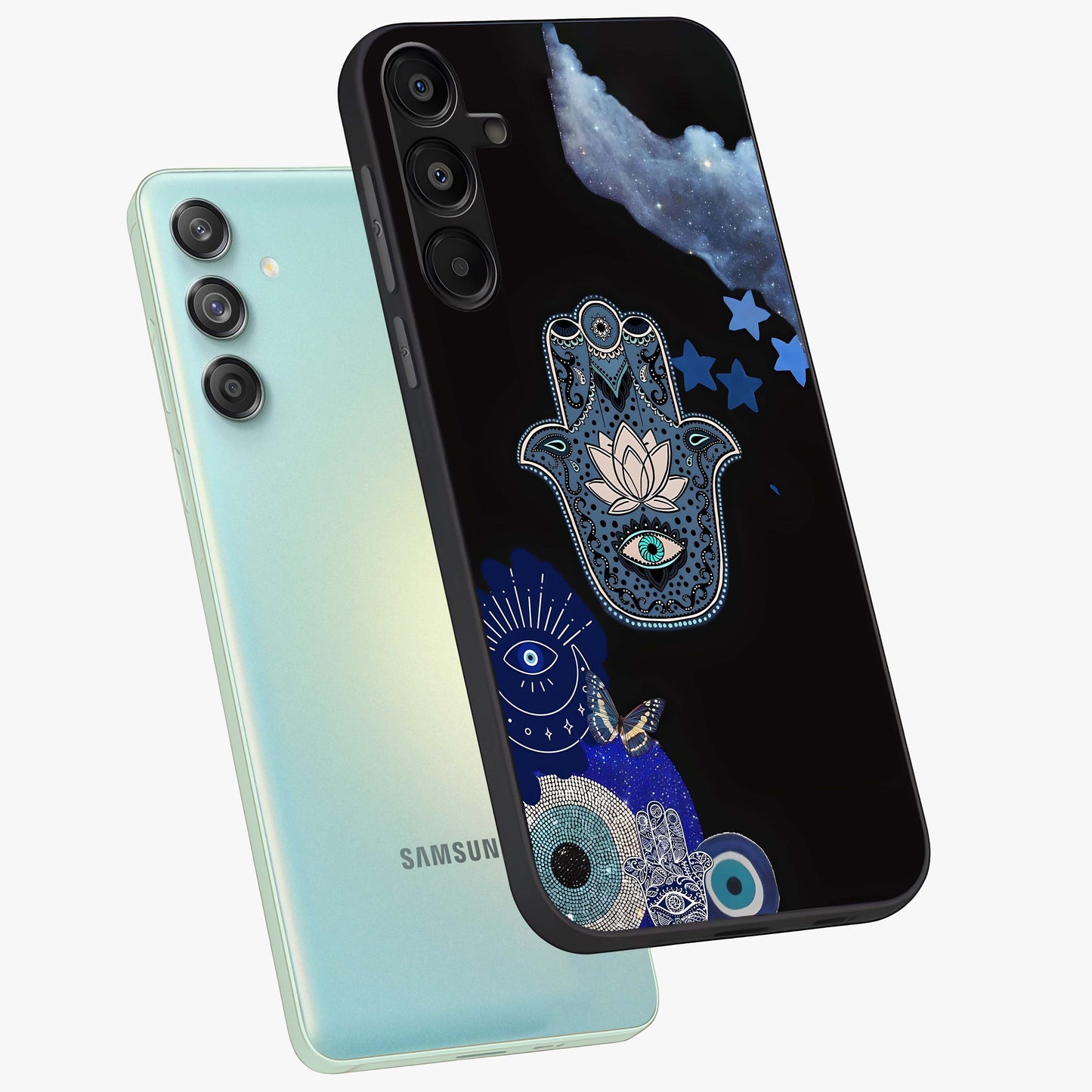 Mystic Hand Aura Glass Case displayed in angled mockup highlighting magical aura design with spiritual aesthetic style.