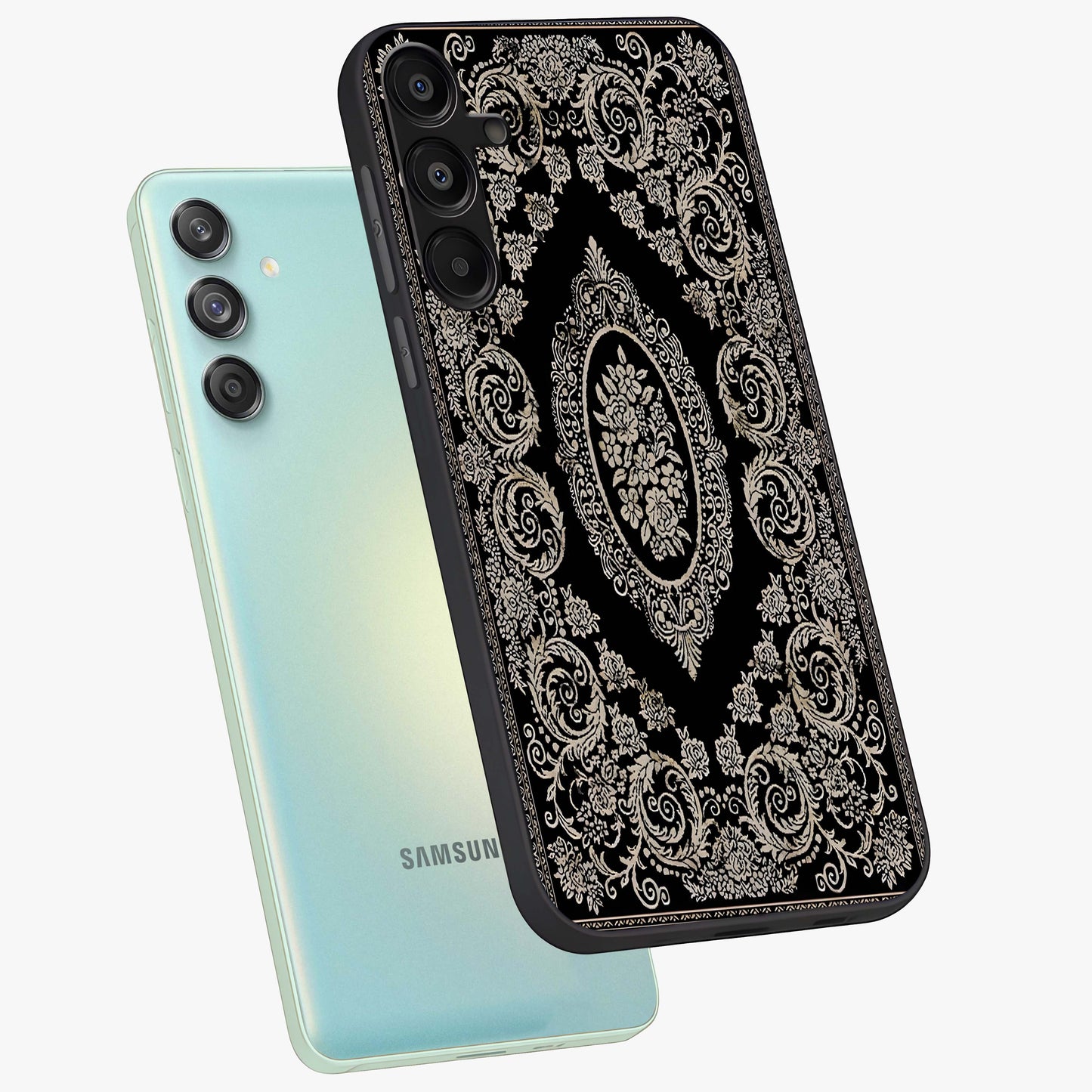 Noir Bloom Elegance Glass Case displayed in angled mockup highlighting refined flower design with stylish noir aesthetic.