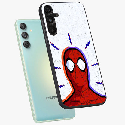 Omg Spiderman Glass Case displayed in angled mockup highlighting dynamic hero illustration with action comic aesthetic.