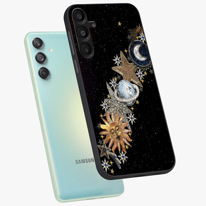 Pearls Universe Object Glass Case displayed in angled mockup highlighting celestial pearl design with dreamy aesthetic.