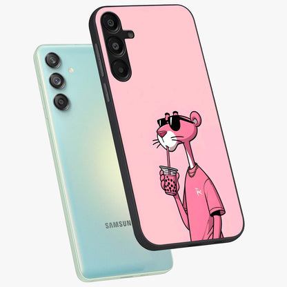 Pink Panther Glass Case displayed in angled mockup highlighting playful cartoon character design with vibrant pink aesthetic.