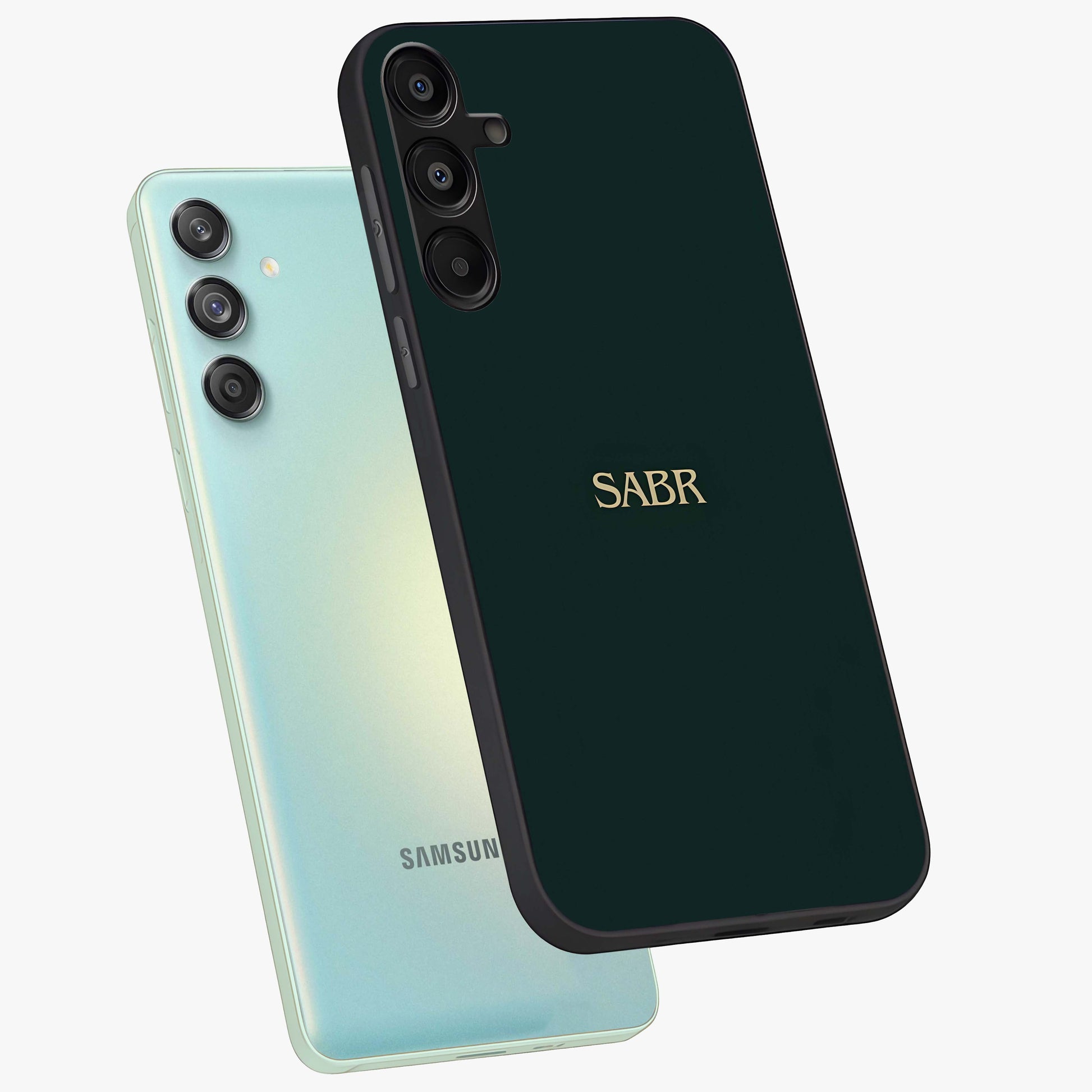 Sabr Minimal Patience Glass Case displayed in angled mockup highlighting simple inspirational design with clean aesthetic style.