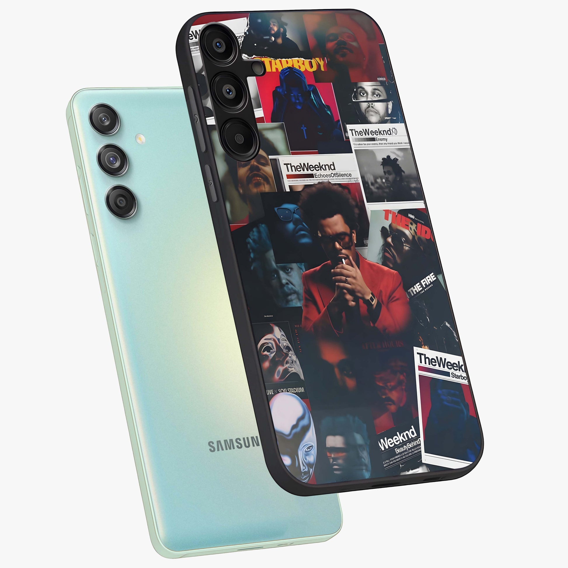 The Weeknd Glass Case displayed in angled mockup highlighting stylish pop culture inspired design with modern aesthetic.