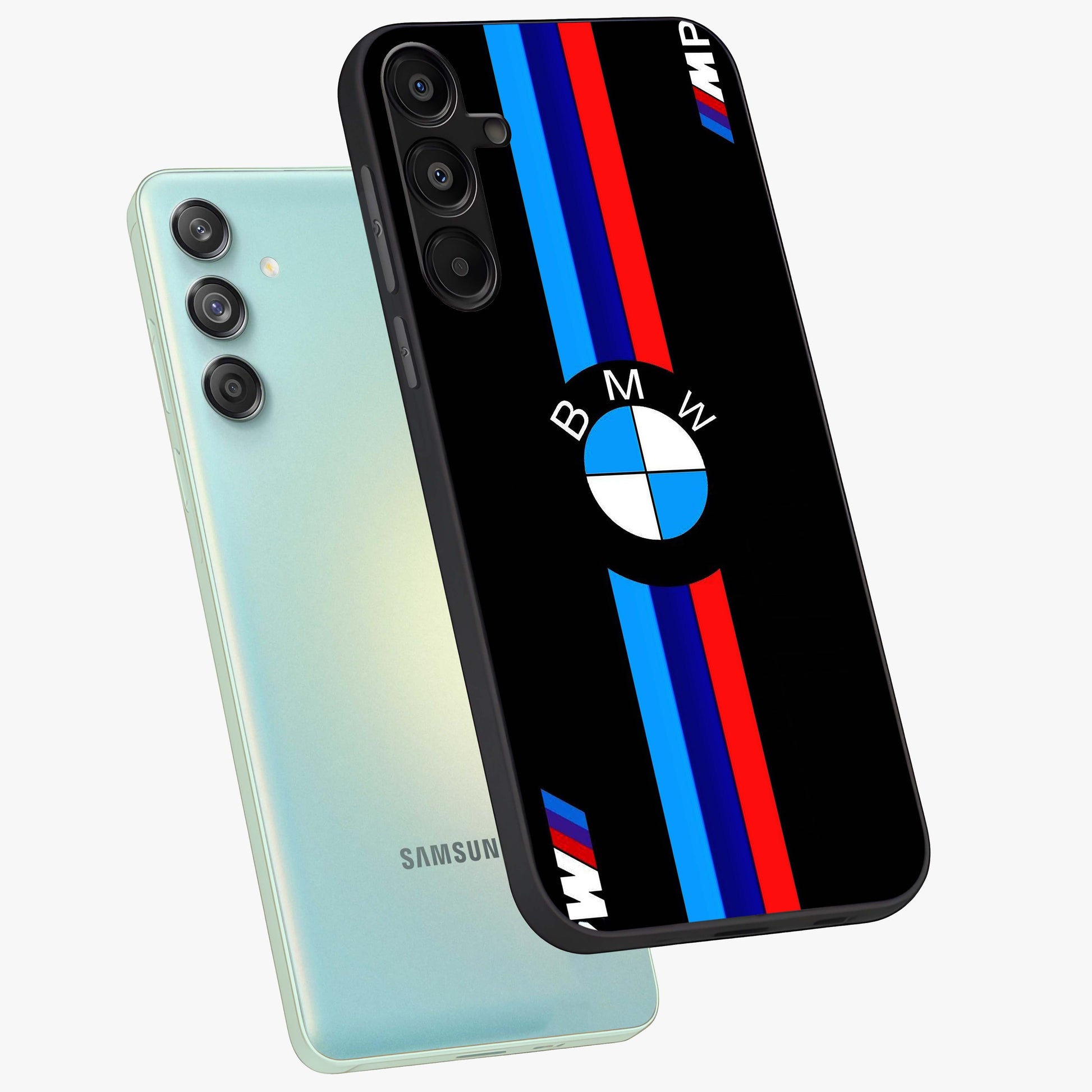 Turbo BMW Beast Glass Case displayed in angled mockup highlighting sleek racing car design with bold automotive aesthetic.