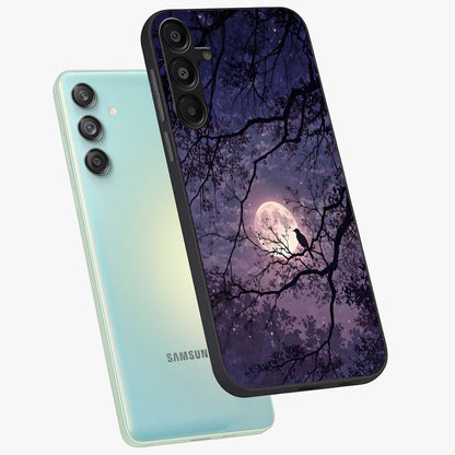 Whispering Moon Silence Glass Case displayed in angled mockup highlighting calm lunar design with dreamy night aesthetic.