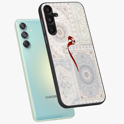 White Aesthetic Bow Glass Case displayed in angled mockup highlighting clean bow design with soft aesthetic style.