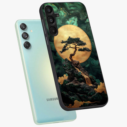 Zen Moon Rise Glass Case displayed in angled mockup highlighting peaceful lunar design with zen aesthetic style.