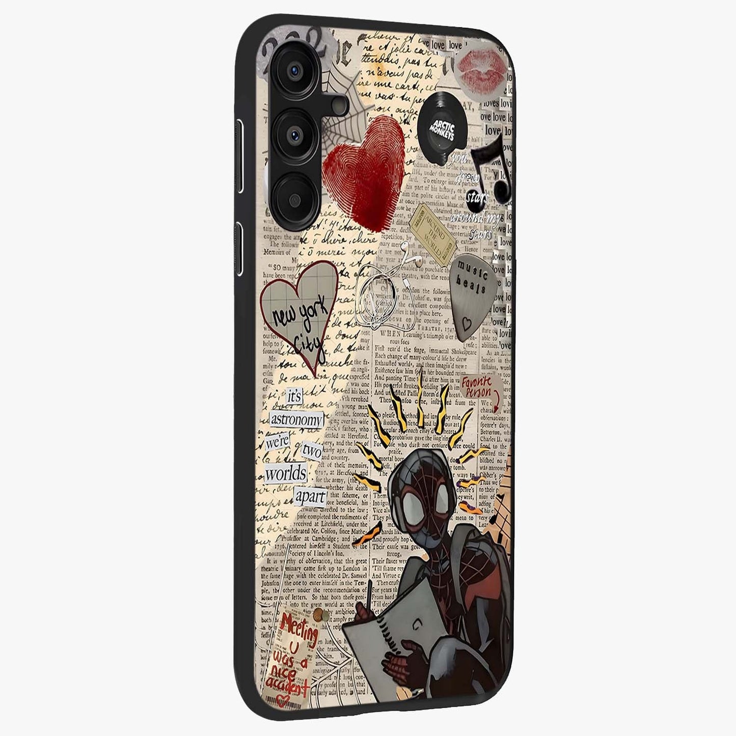City Dream Sketch Glass Case upright view showcasing urban skyline artwork with stylish hand drawn design.