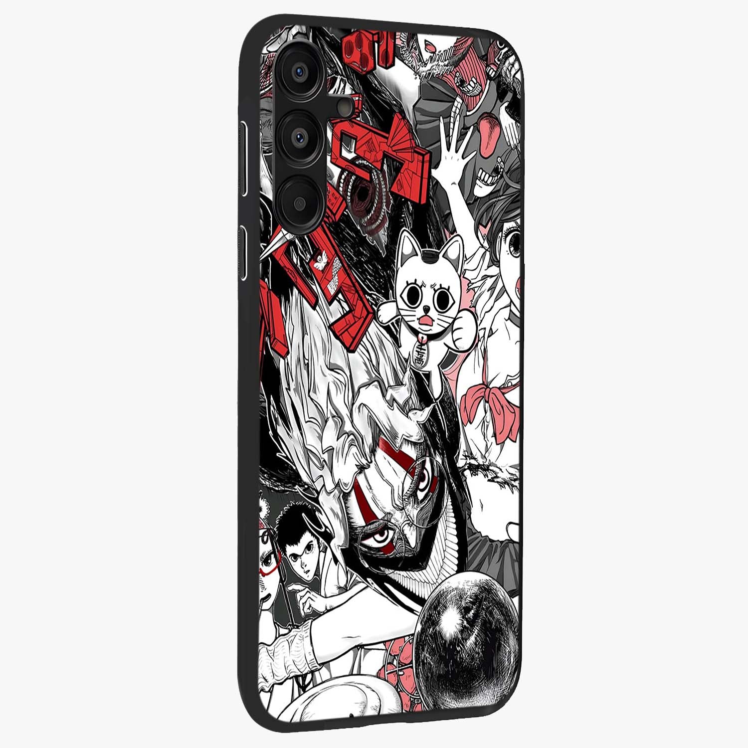 Crimson Chaos Panel Glass Case upright view showcasing intense crimson artwork with dramatic aesthetic style.