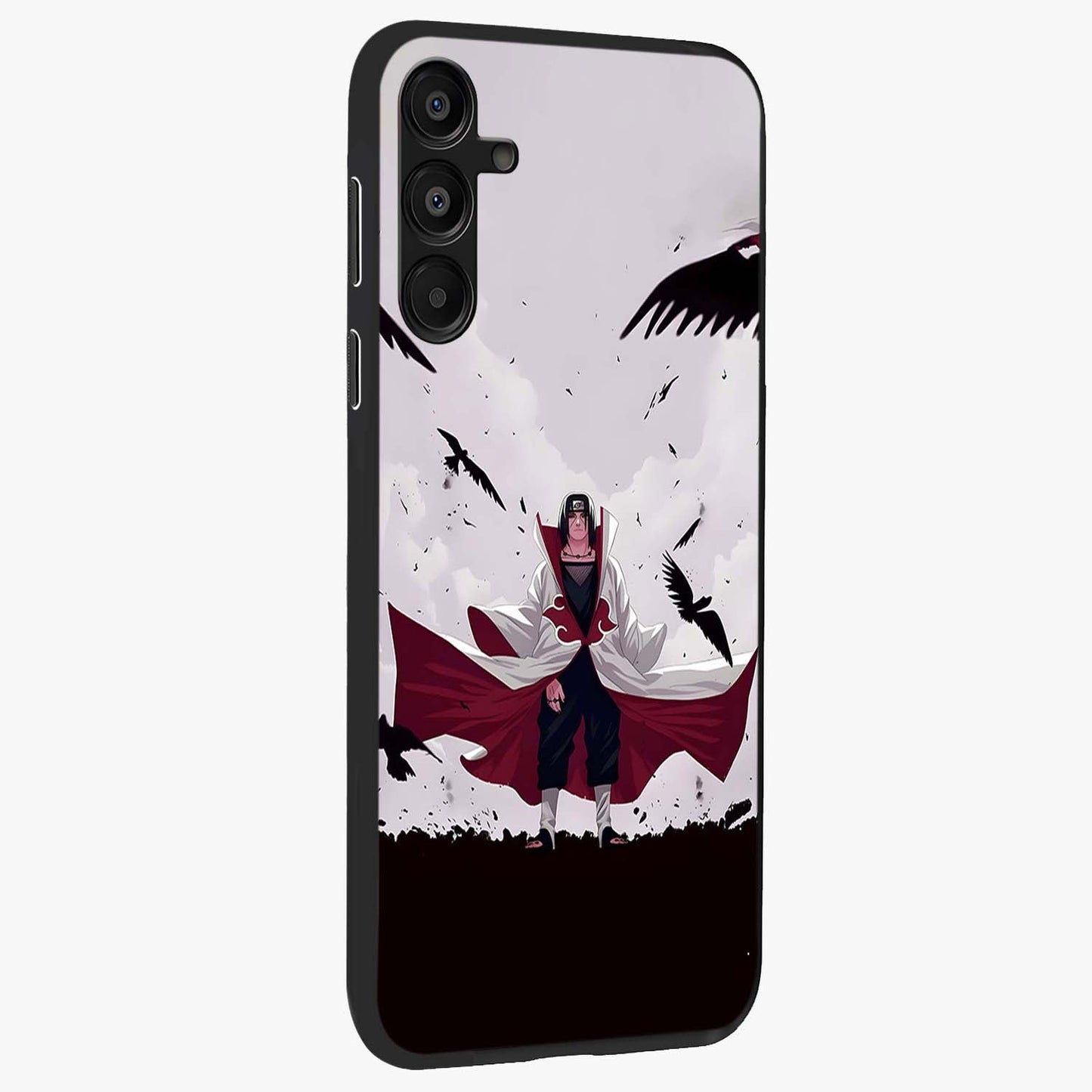 Crimson Crow Ascension Glass Case upright view showcasing dramatic crow artwork with bold gothic theme.