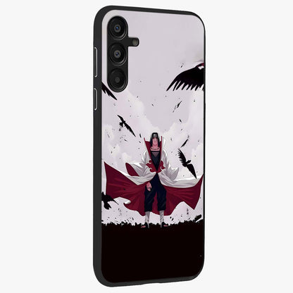 Crimson Crow Ascension Glass Case upright view showcasing dramatic crow artwork with bold gothic theme.