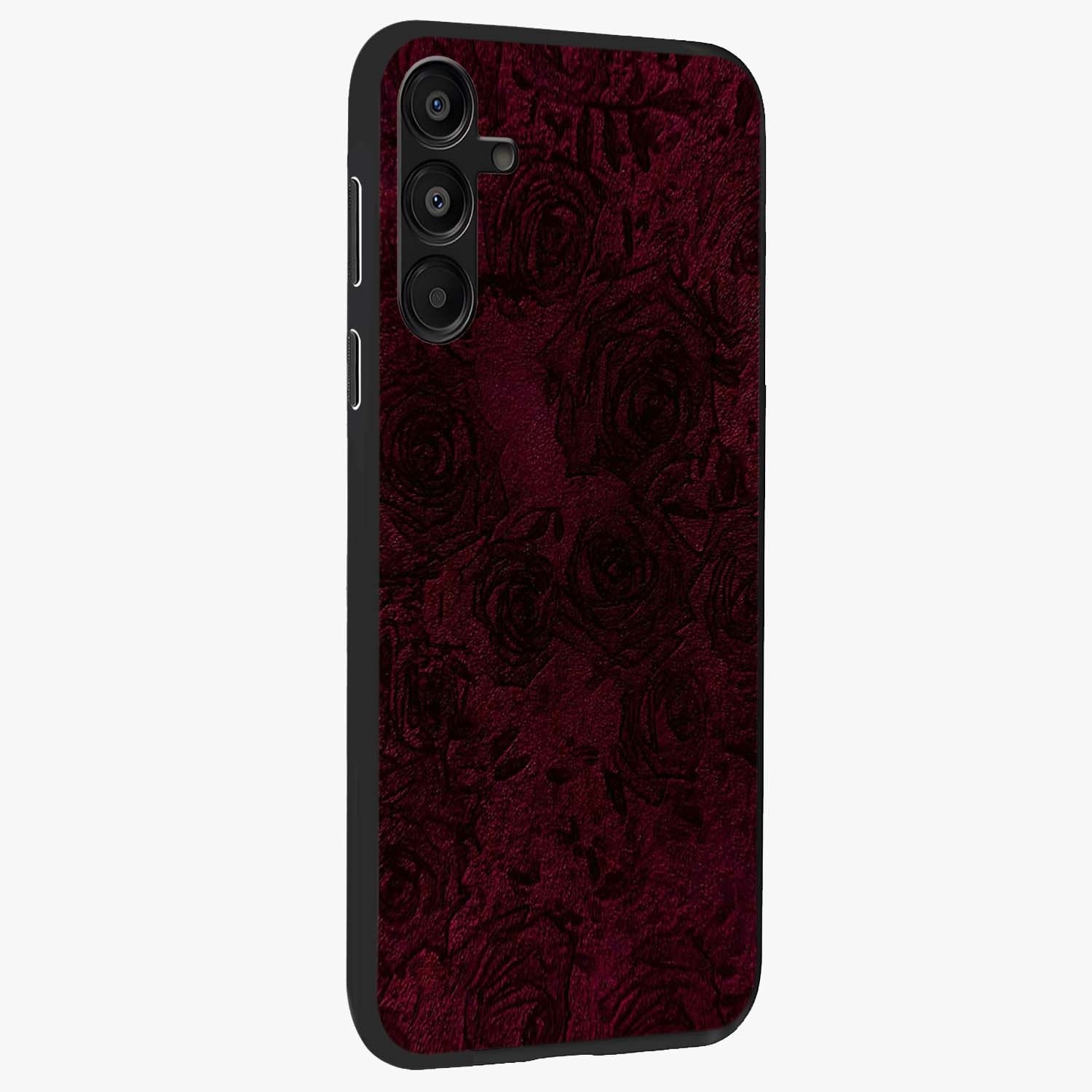 Crimson Fade Flow Glass Case upright view showcasing dynamic crimson flow artwork with stylish abstract theme.