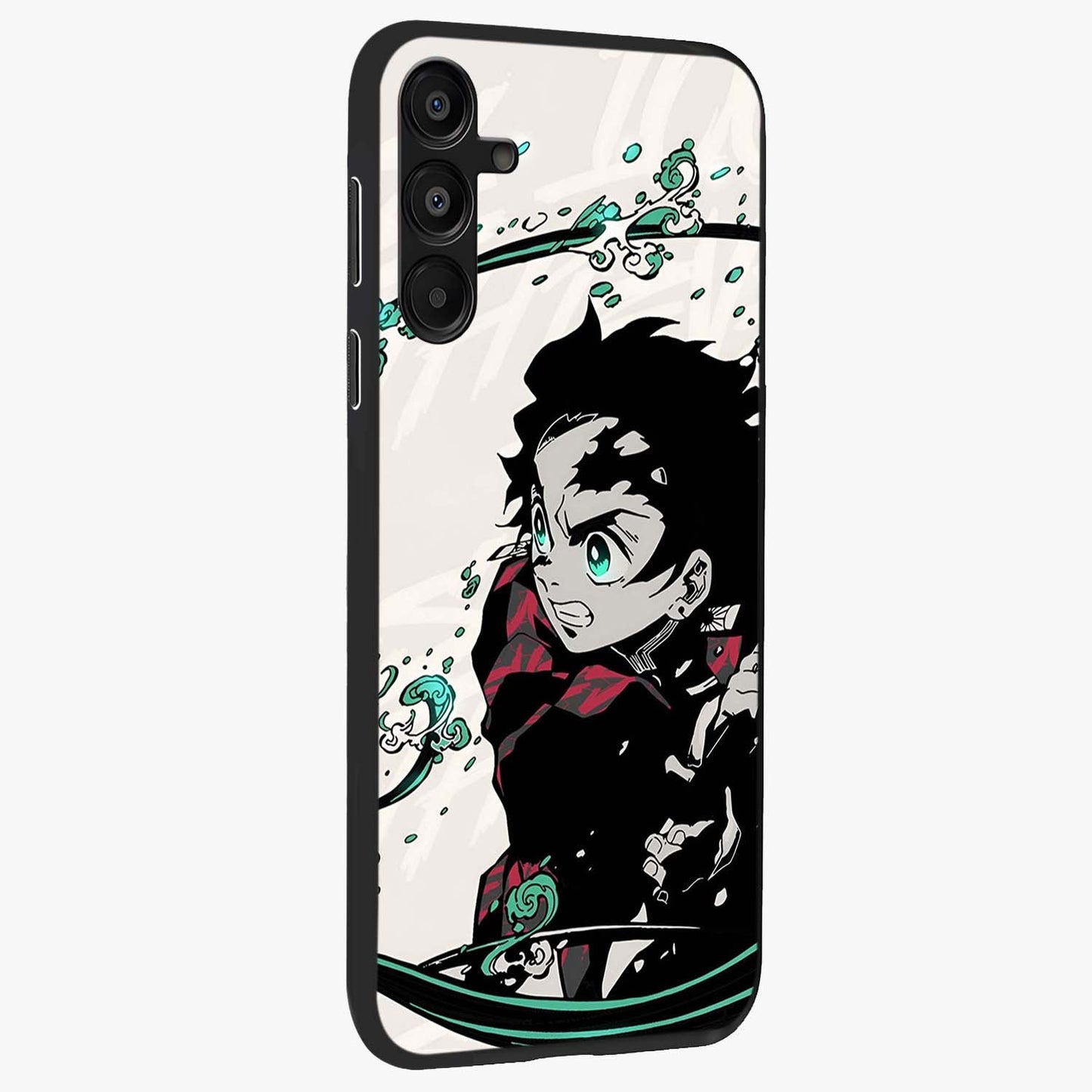 Demon Slayer Glass Case upright view showcasing powerful anime artwork with intense warrior theme.