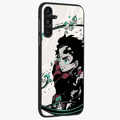 Demon Slayer Glass Case upright view showcasing powerful anime artwork with intense warrior theme.