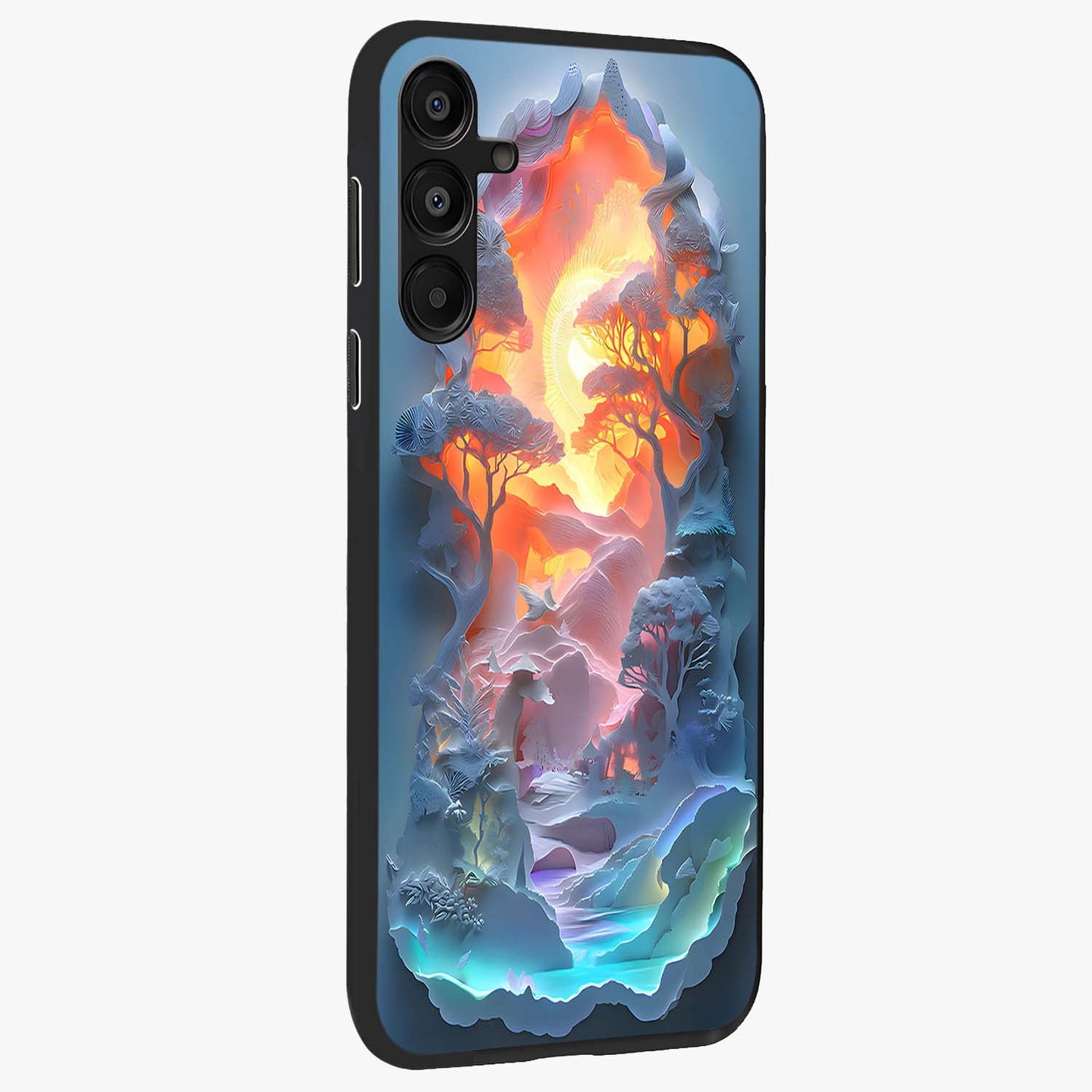 Glow Forest Portal Glass Case upright view showcasing enchanted forest portal artwork with fantasy nature theme.