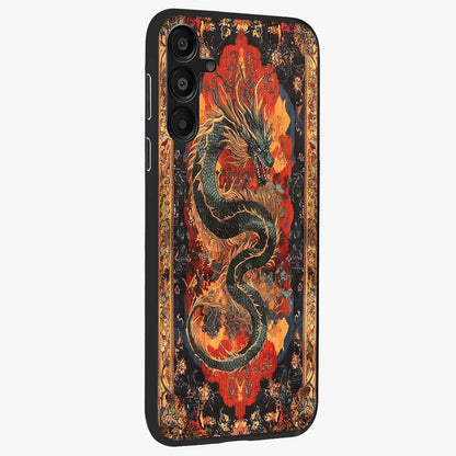Inferno Dragon Soul Glass Case upright view showcasing intense dragon artwork with fantasy fire theme.