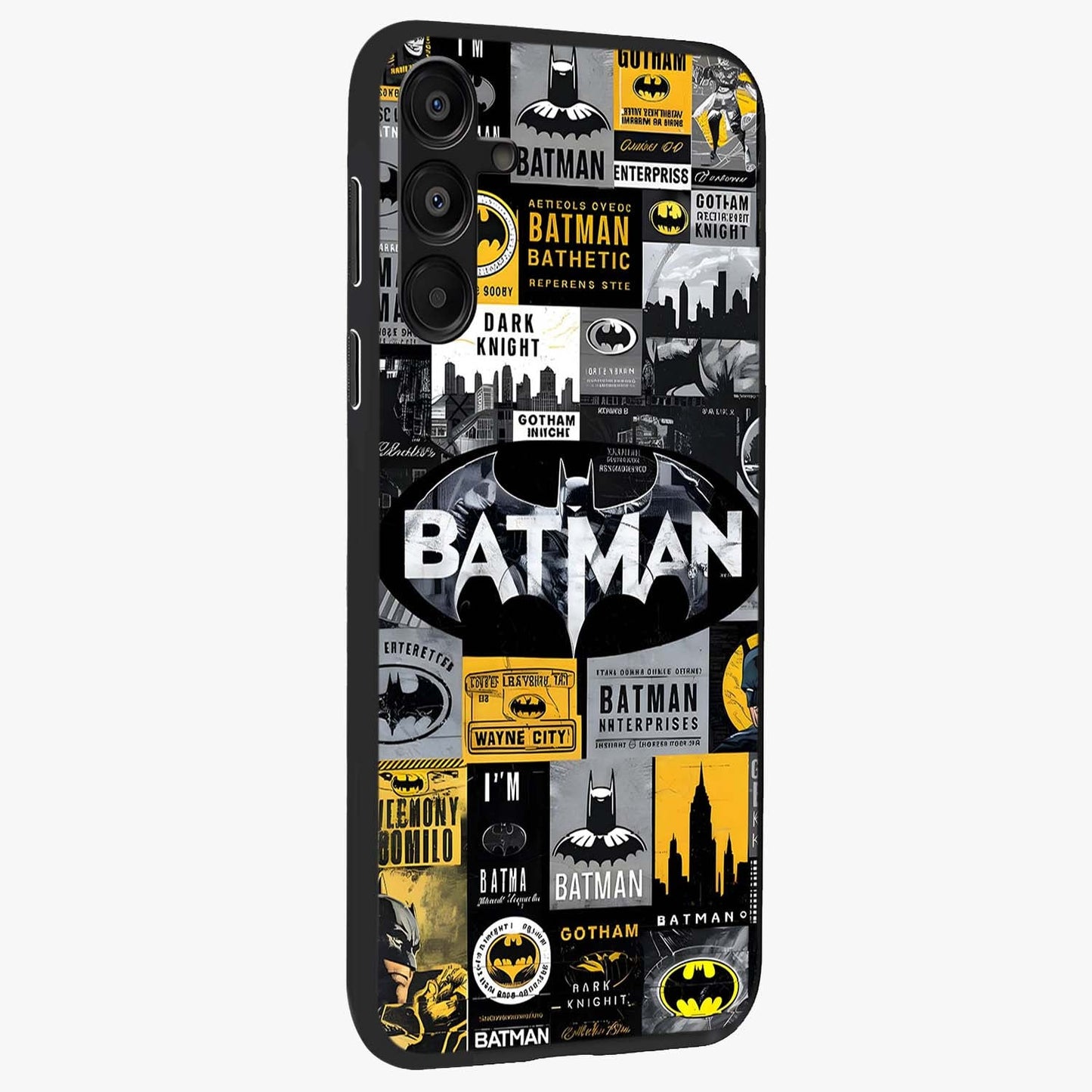 Knight Gotham Rise Glass Case upright view showcasing bold vigilante themed artwork with gothic city vibe.