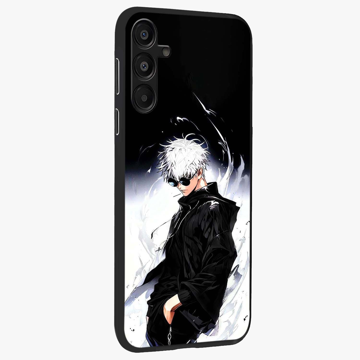 Limitless Shadow King Glass Case upright view showcasing bold shadow warrior artwork with epic fantasy theme.