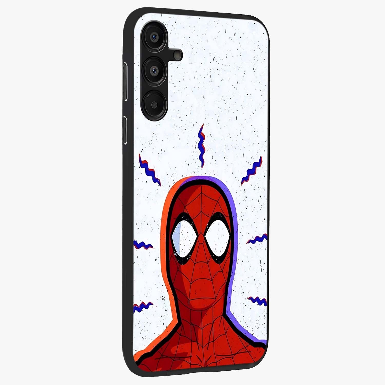 Omg Spiderman Glass Case upright view showcasing energetic superhero artwork with vibrant comic theme.
