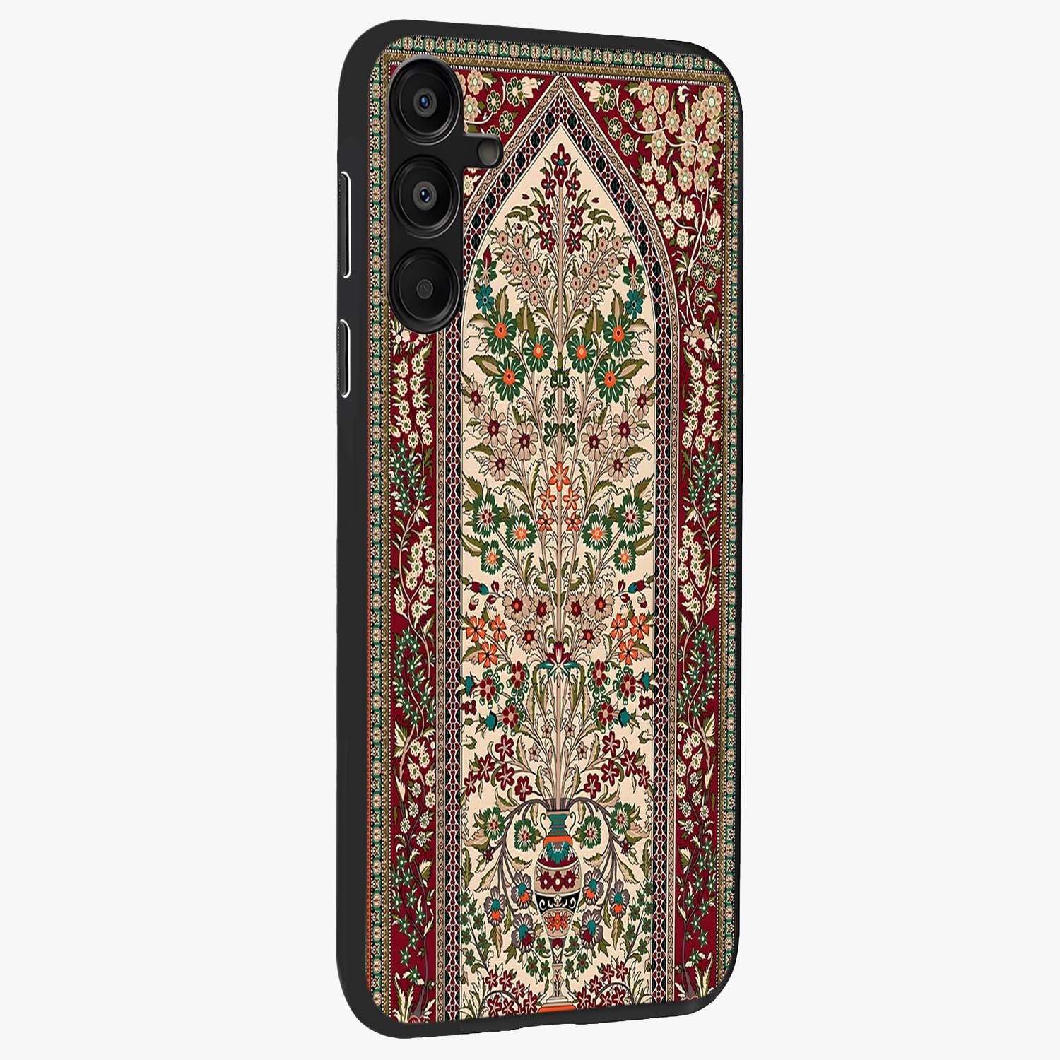 Persian Inspired Glass Case upright view showcasing decorative Persian artwork with rich heritage theme.