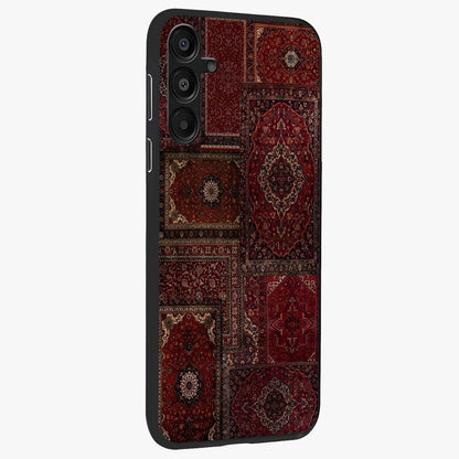 Persian Velvet Tale Glass Case upright view showcasing elegant Persian artwork with classic heritage theme.