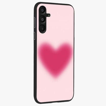 Pink Aura Heart Glass Case upright view showcasing romantic heart artwork with soft pastel theme.